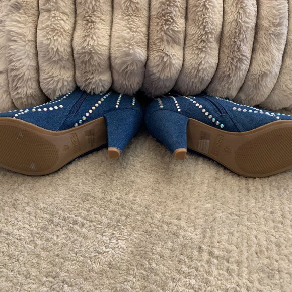 Blue Denim Jeweled Boots - Picture 4 of 4